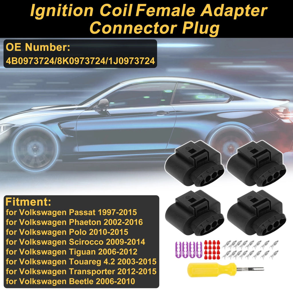 Ignition Coil Connector Plug Set 4 Pins for Volkswagen Passat (2006–2010)