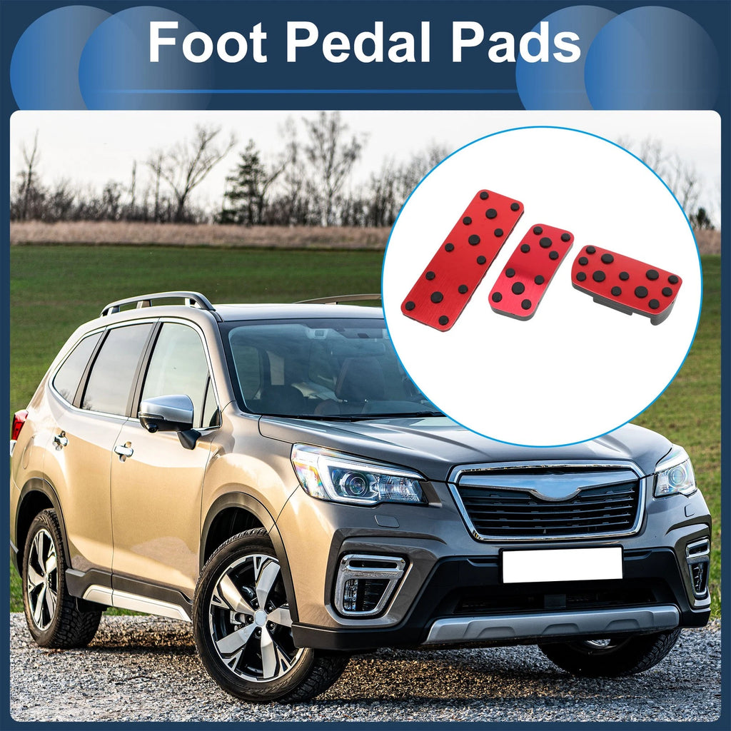 3 Pcs Automatic Foot Accelerator Pedal Covers for Subaru Forester (2006–2018) Red