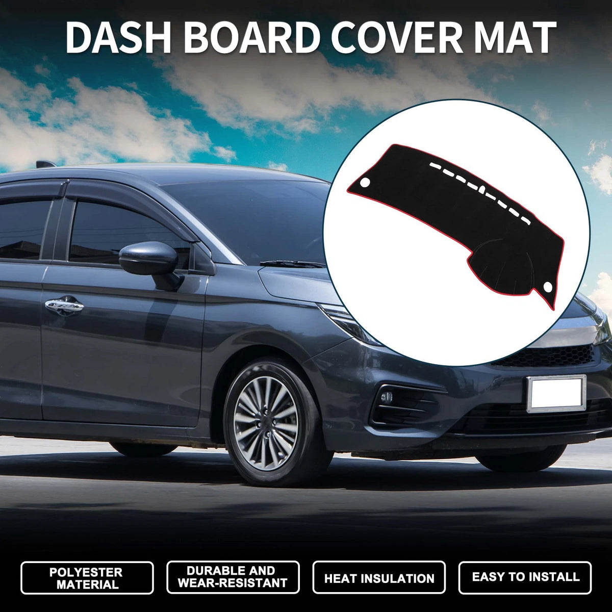 Dashboard Cover Mat for Honda City Grace (2008–2013) Black Red