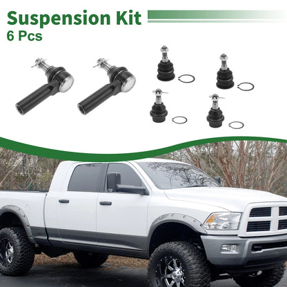 6pcs Front Suspension Kit Outer Tie Rod End & Ball Joint for Ram 1500 (2009–2018)