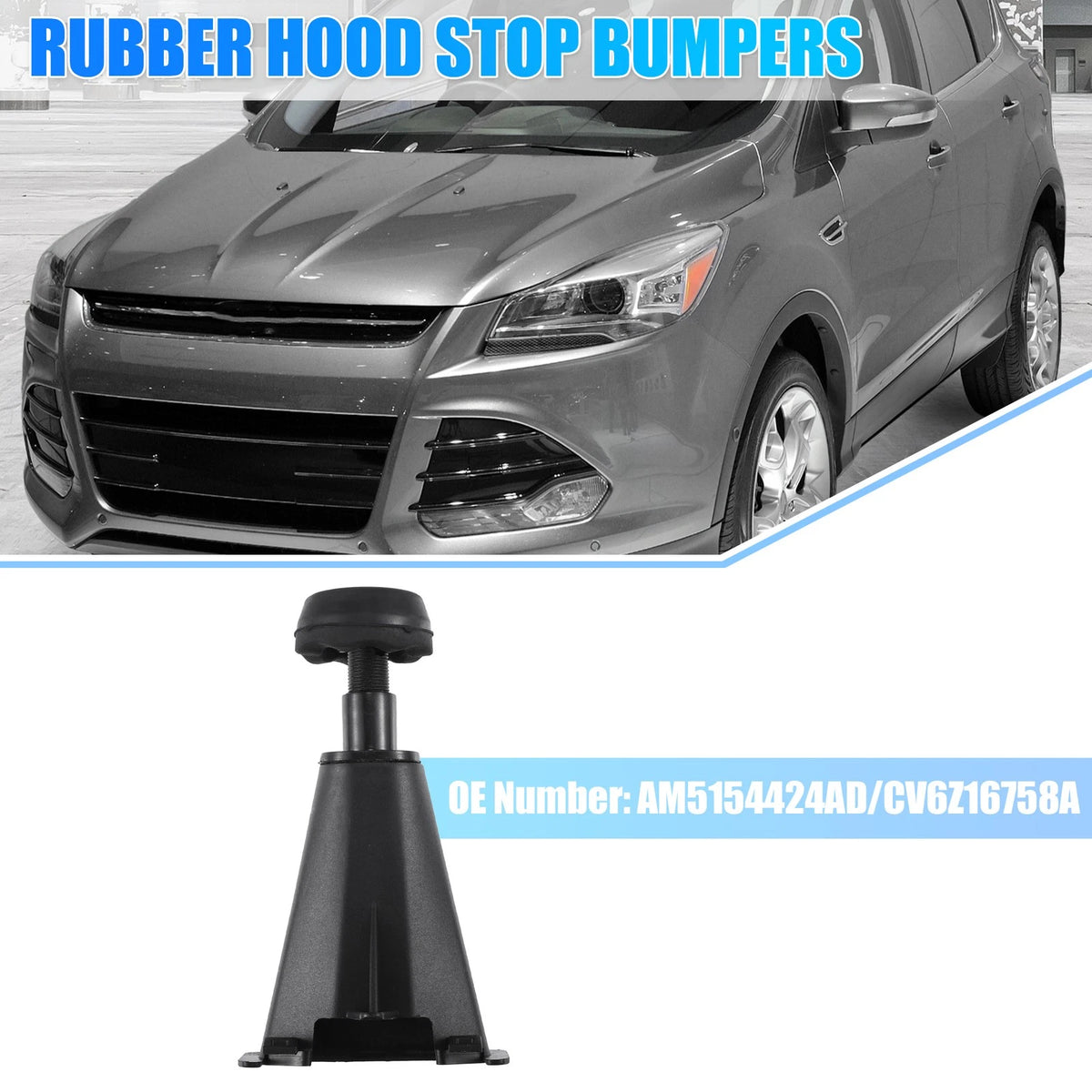 Set of 2 Hood Bumper Stops Rubber for Ford Escape C-Max (2003–2019)