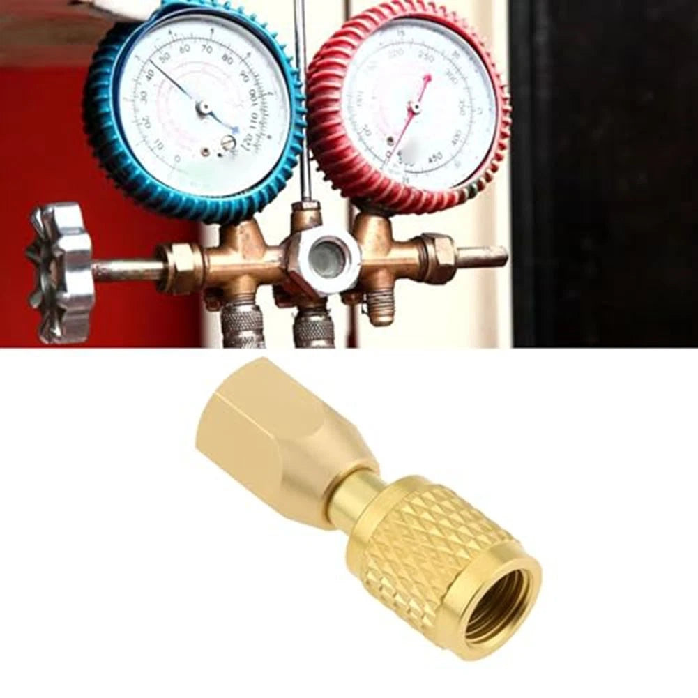 1/4 SAE to 1/8 NPT Quick Connect Brass Fitting for Refrigeration Gauges