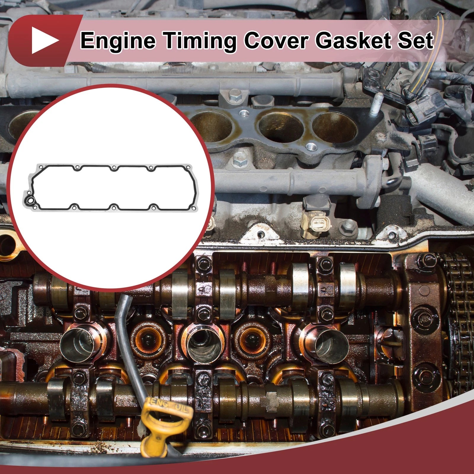 Engine Timing Cover Gasket Set Replacement for Chevrolet 4.8L 5.3L (1 Pc) (1999–2013)