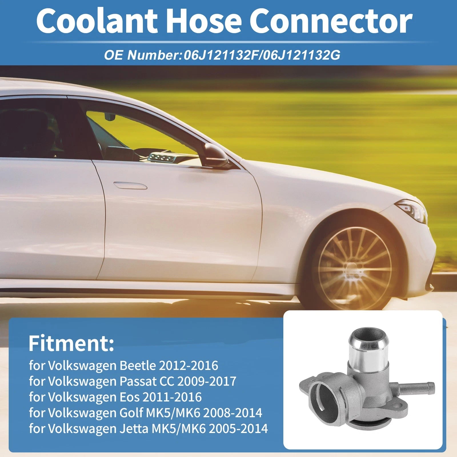 Engine Coolant Hose Connector Replacement for Volkswagen Beetle Aluminum Alloy (2002–2010)