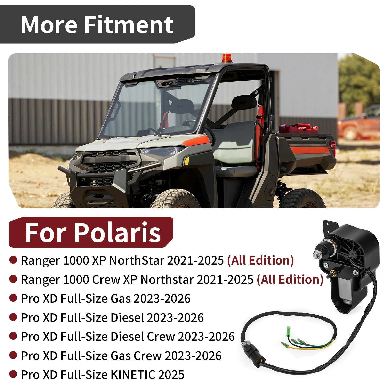 Windshield Wiper Motor for Polaris Pro XD Full-Size (2023–2026) 2639007 2637637