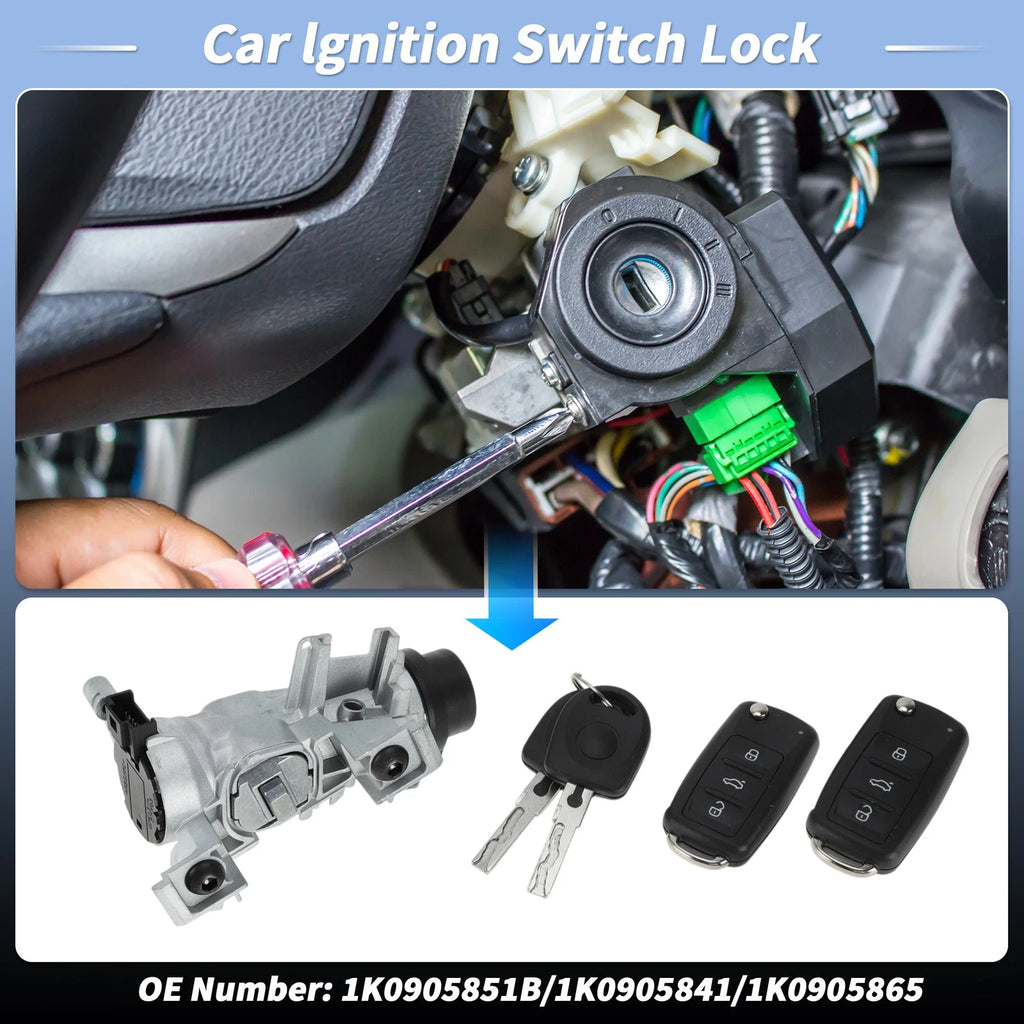 Ignition Lock Cylinder Replacement with Remote Key Shell for VW Golf (2004–2011)
