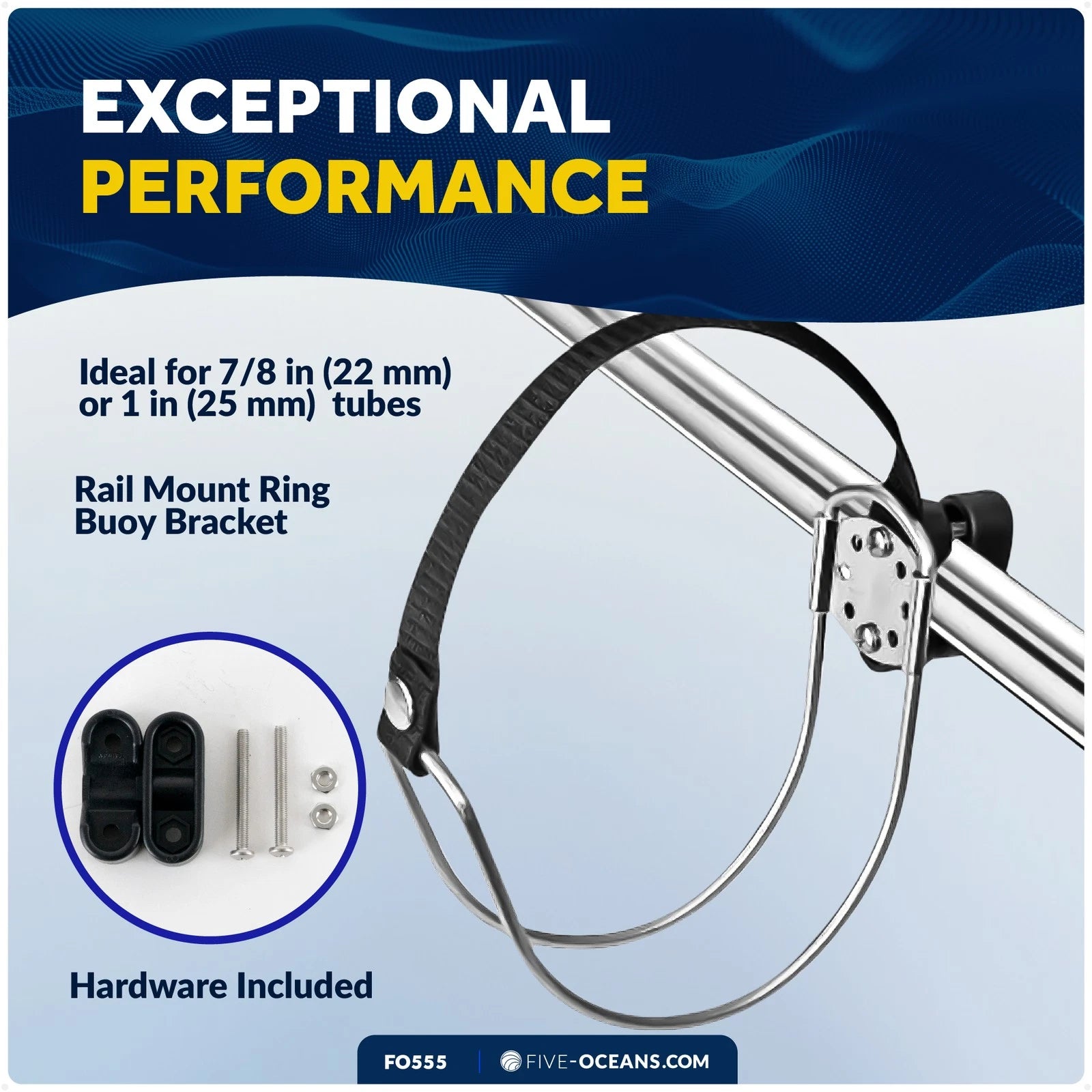 Stainless Steel Ring Buoy Mounting Bracket Holder for Rail/Flat Mount