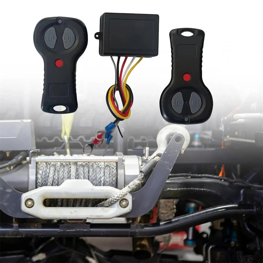 Wireless Electric Winch Remote Control & Receiver Kit for ATV UTV SUV (12V 24V)