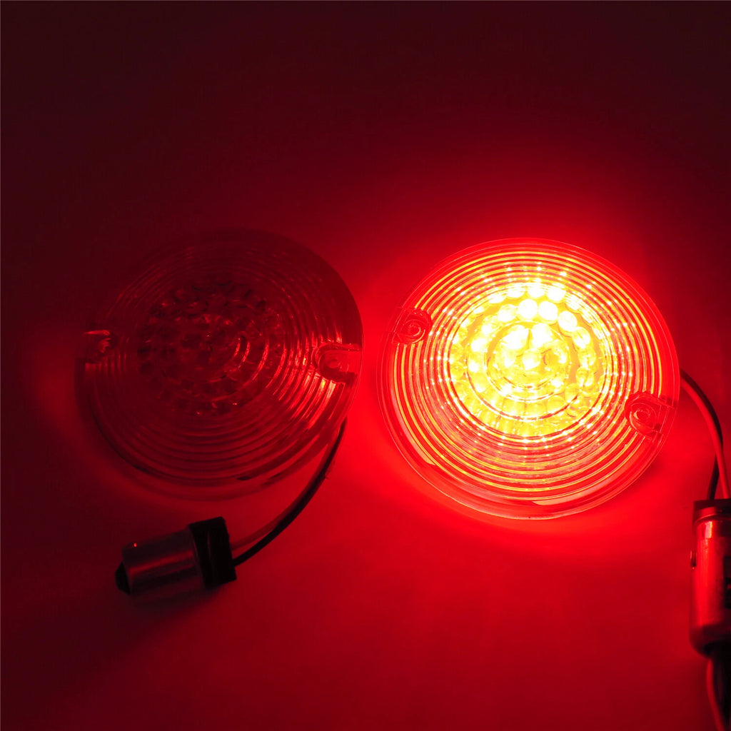 2X 3" Solid Red 1156 LED Flat Turn Signal Inserts for Harley