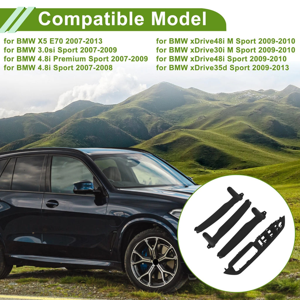Door Handle Pull Trim Cover Replacement for BMW X5 E70 (2007–2013) Black