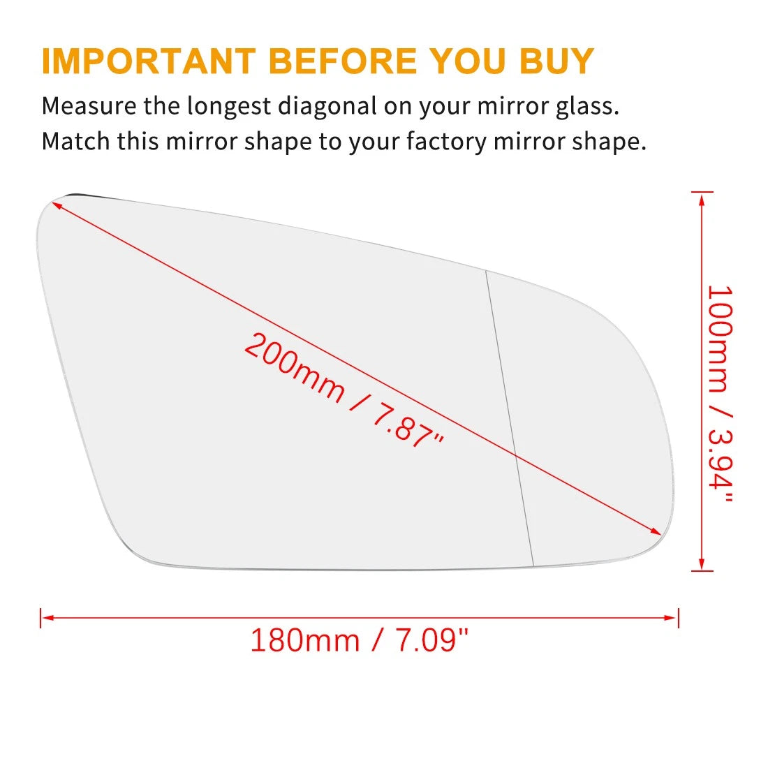 Heated Right Rearview Mirror Glass with Backing for Audi S4 (2004–2008)