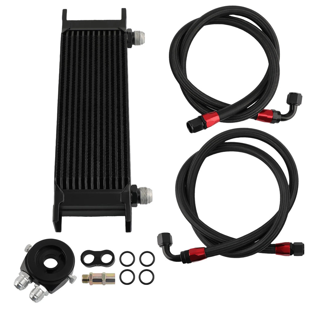 Oil Cooler Kit with Filter Relocation Adapter for Universal 13 Row 10AN