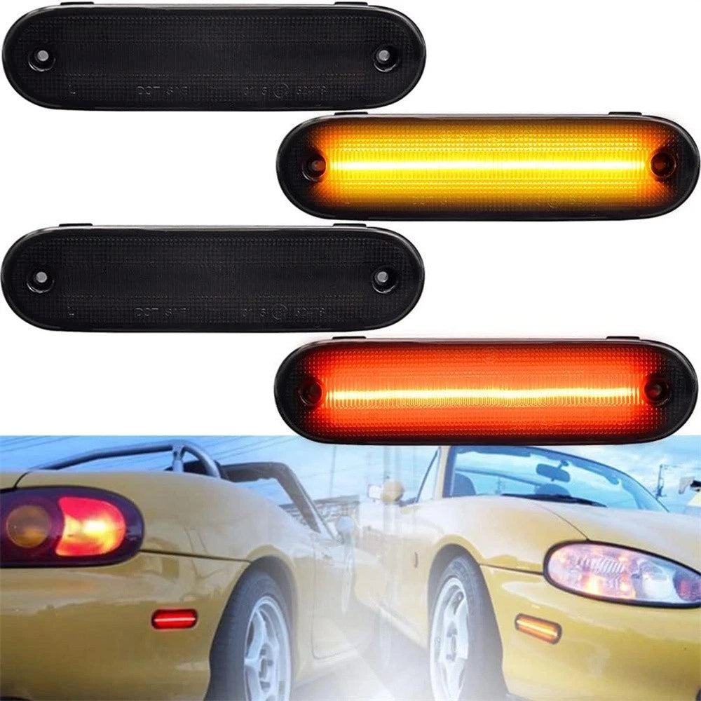 4pcs Smoked LED Side Marker Light Lens Front Rear For Mazda MX-5 Miata 1990-2005