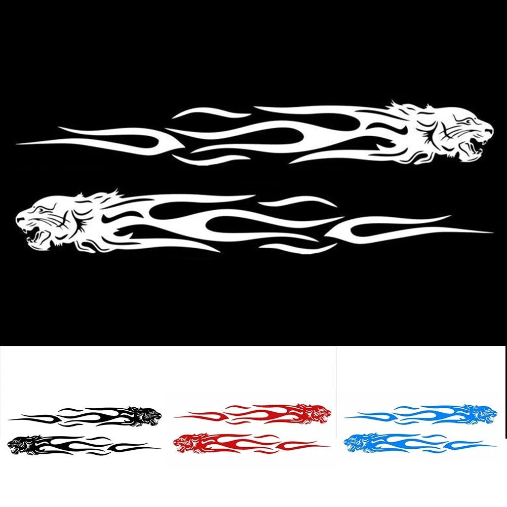Set of 2 Reflective Flame Totem Car Stickers for Motorcycles