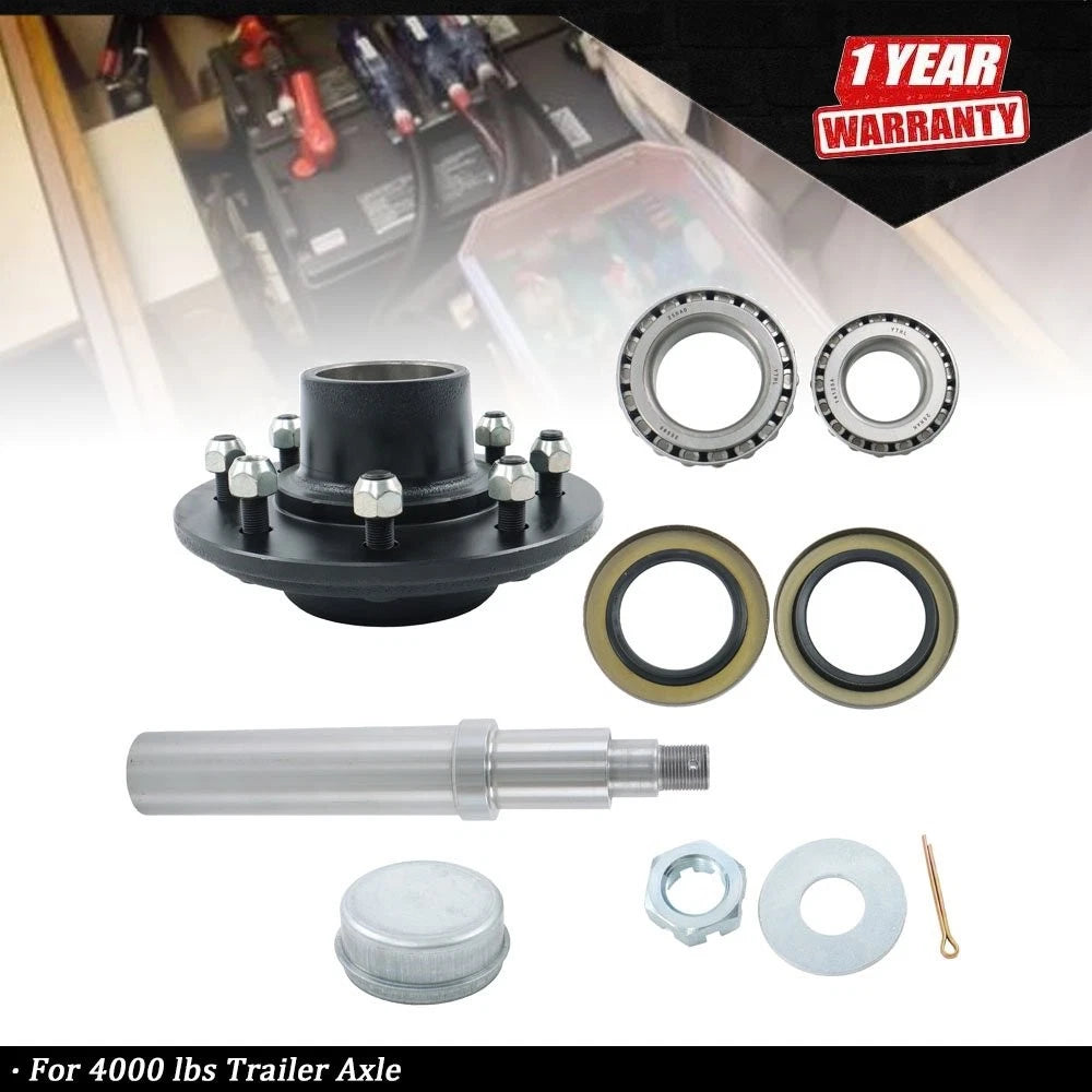 Trailer Hub Kit for 4000 lbs Trailer Axle 8 on 6.5" Circle #42 Spindle