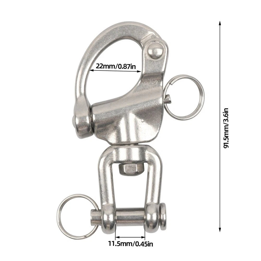 12X 2.75 Inch Swivel Jaw Quick Release Snap Shackle for Marine Use
