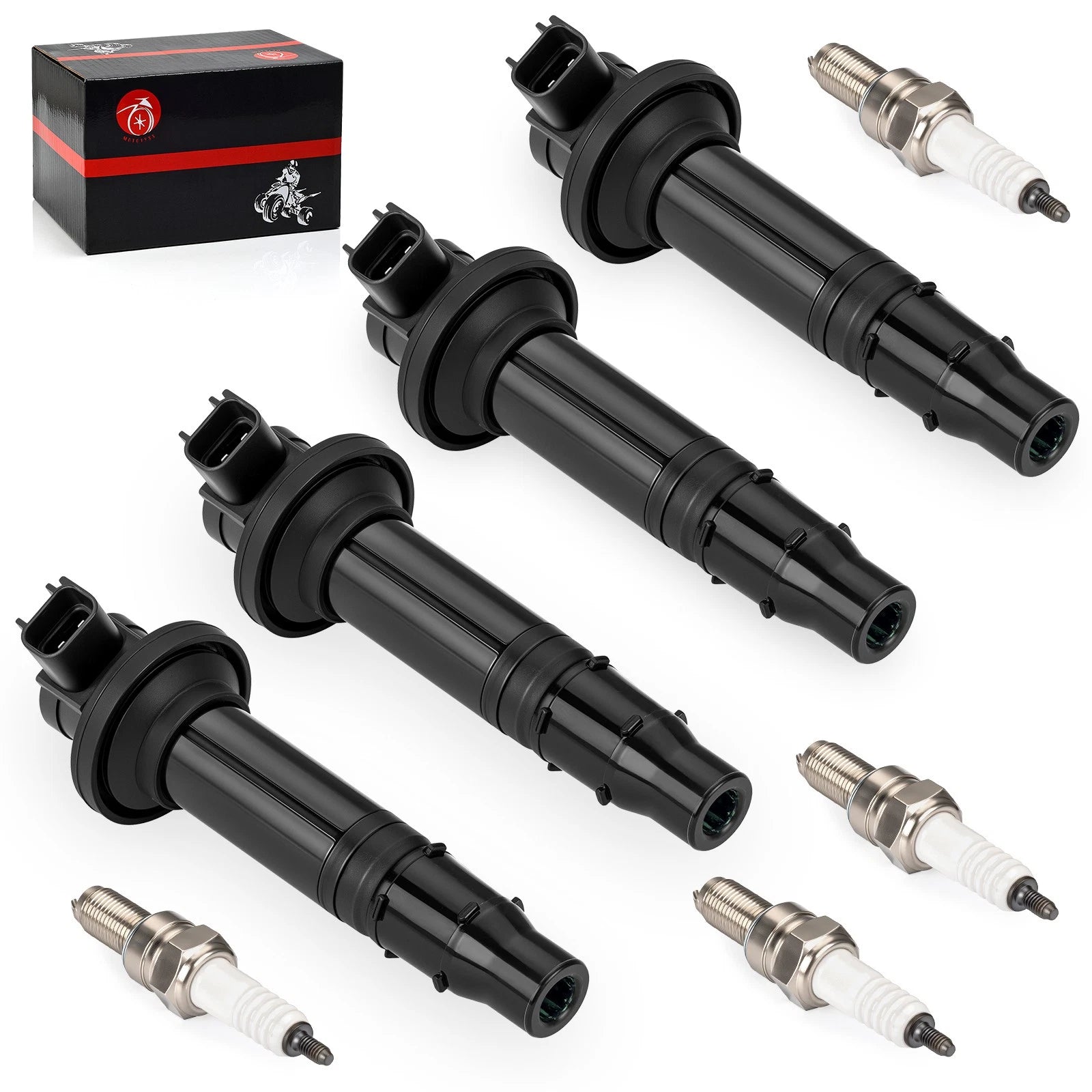Set of 4 Ignition Coils w/ Spark Plug for Yamaha YZF R6/YZF R6S (1999–2002)