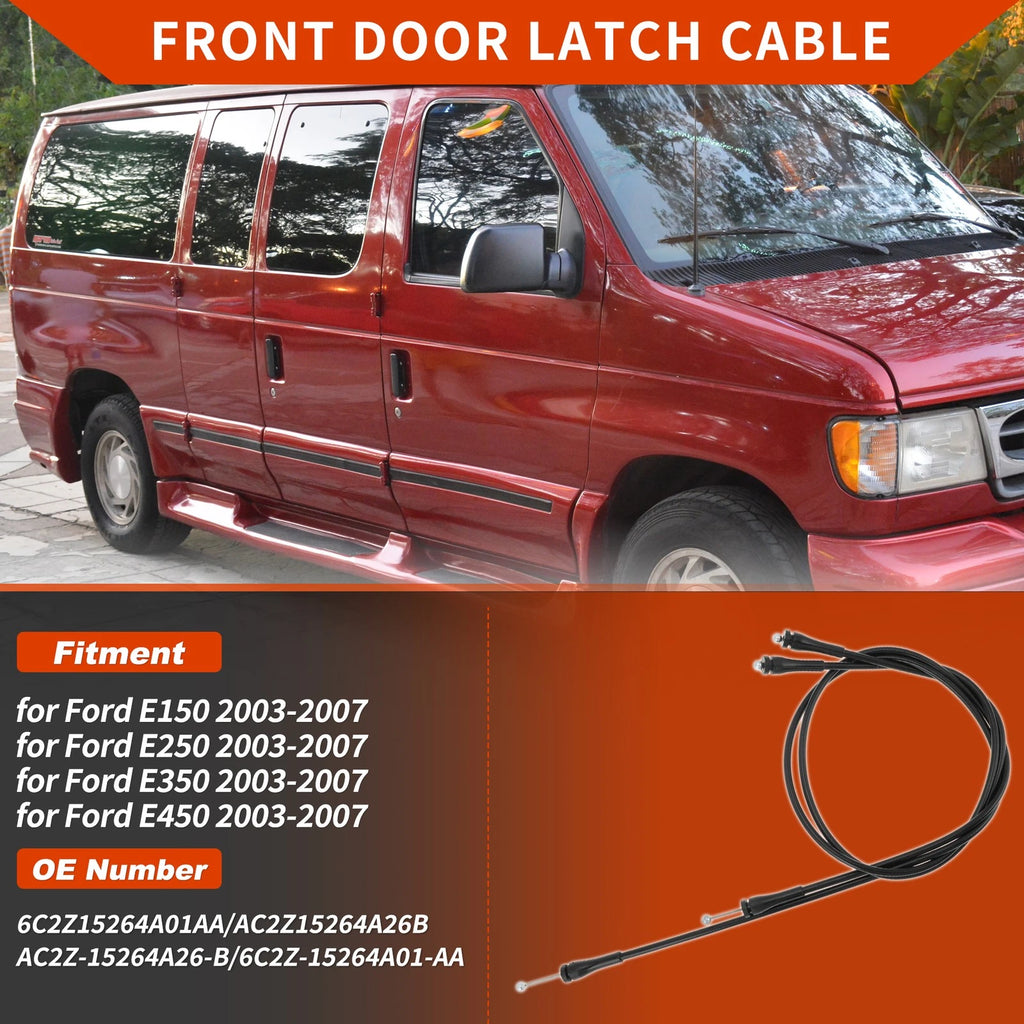 2pc Cargo Door Left Upper Lower Latch Release Cable for Ford E150 E250 E350 (1997–2022)
