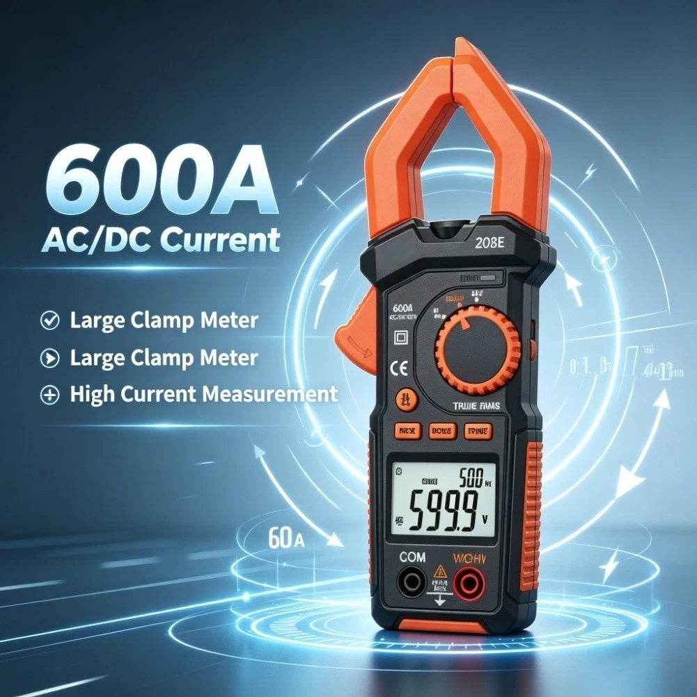 True Digital Clamp Meter 600A DC Measurement 30mm Jaw Opening