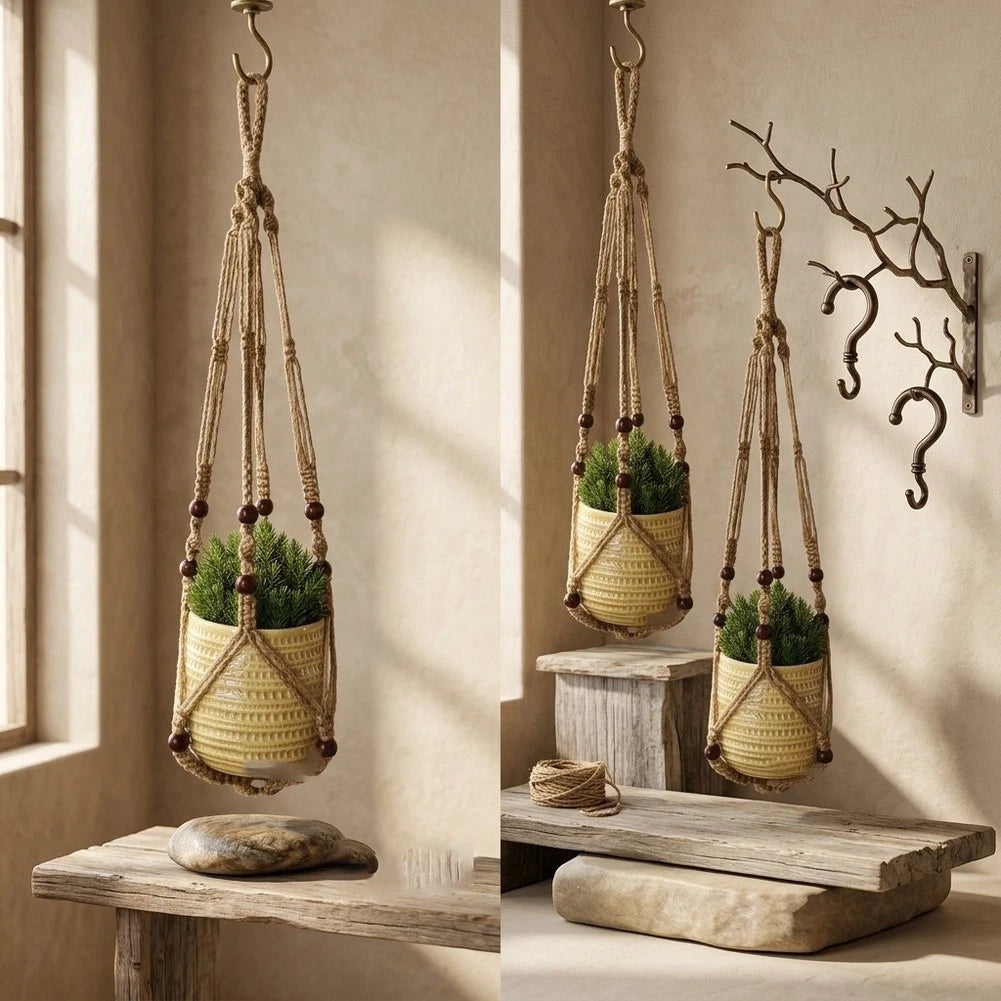 Set of 2 Macrame Plant Hangers for Balcony Patio Living Room