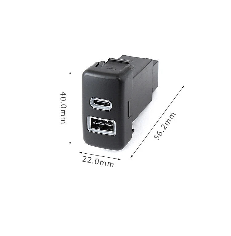 2 Port Dual USB-C PD USB-A QC3.0 Car Charger for Toyota FJ Cruiser Tacoma (2007–2021)