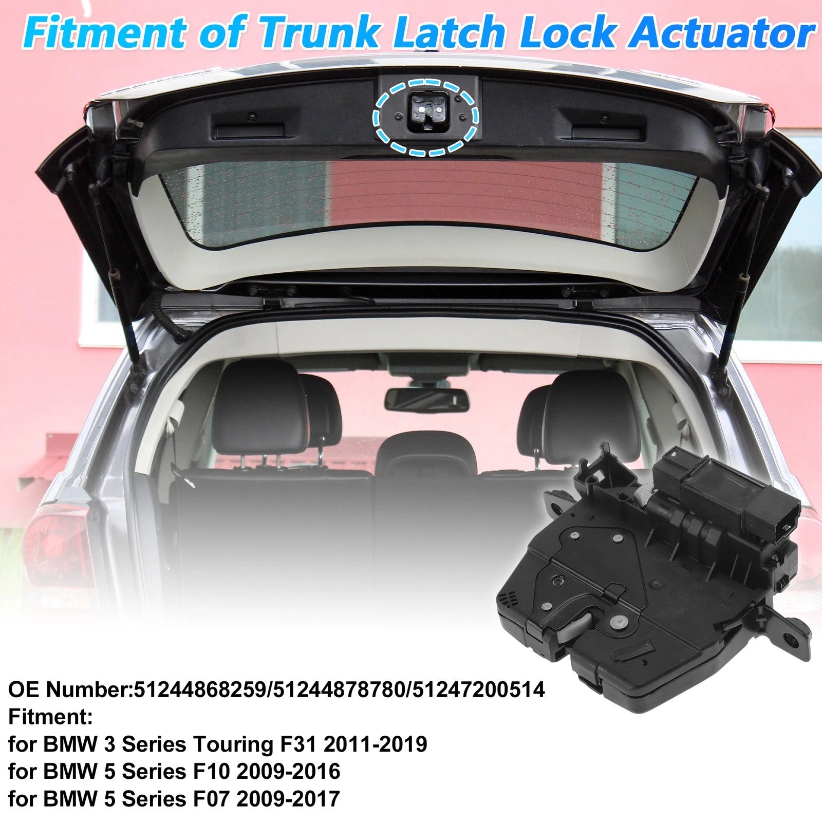 Rear Trunk Latch Lock Actuator Replacement for BMW 3 Series Touring F31 (2011–2019)
