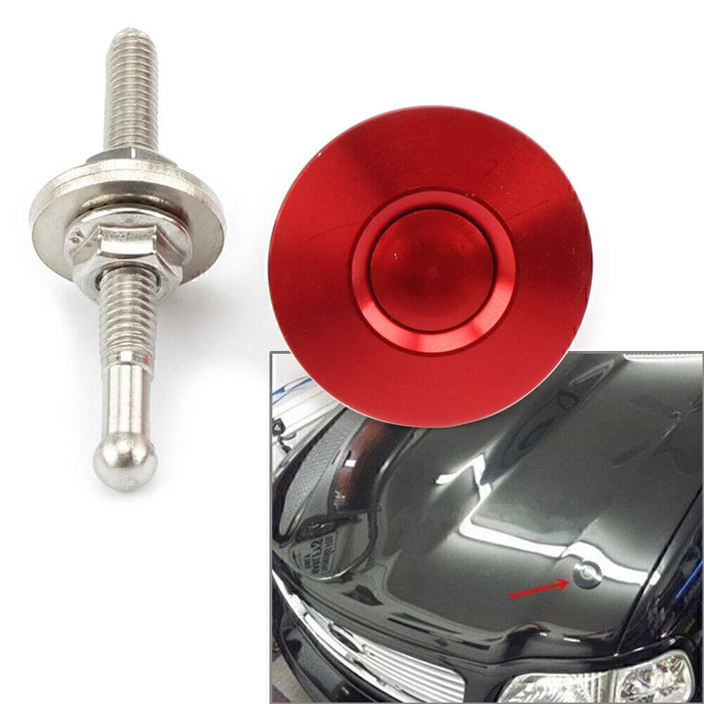 Red Push Button Quick Release Hood Pins for Universal Vehicles