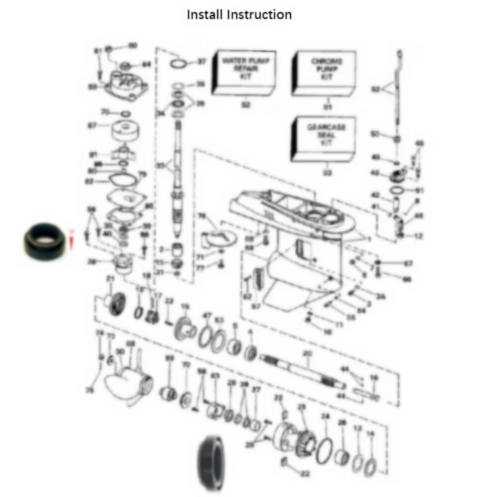 Lower Unit Gearcase Seal Kit for Johnson Evinrude 25-50Hp (433550, 18-2694)