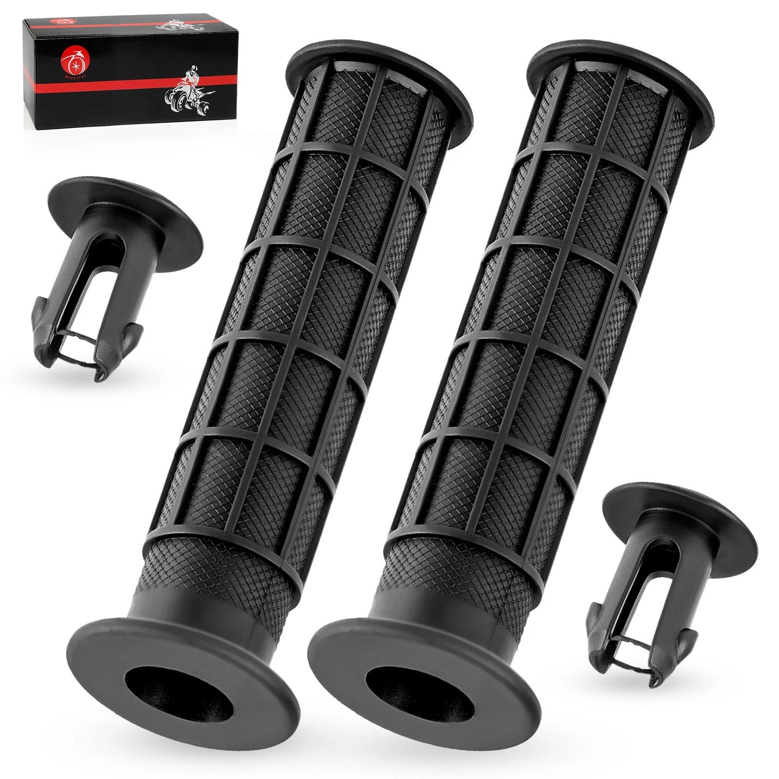 Set of 2 Handlebar Grips w/End Guards for Honda Rancher 420 TRX420 (2007–2024)