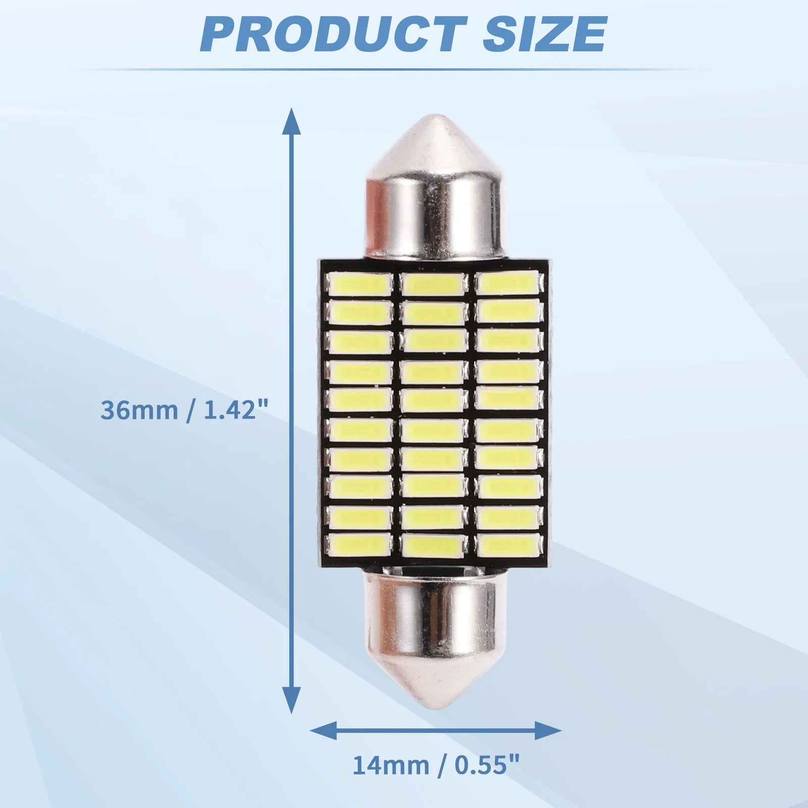 2X LED Dome Light Bulbs 4014 Chip 36mm for