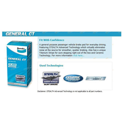 Bendix GCT Rear Brake Pads for Commodore VB VC VG VH VK VL VN VP VQ VR VS (1978–2000)