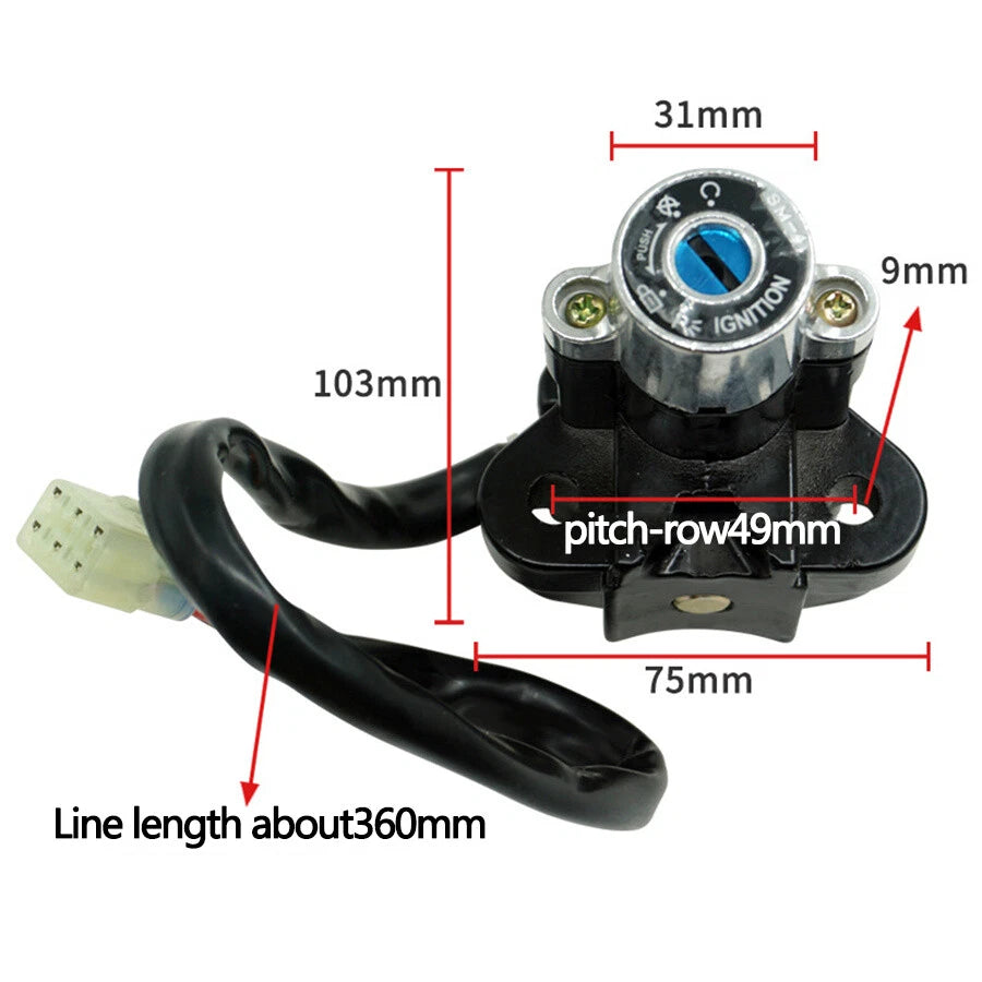 Ignition Lock Switch for Kawasaki Yamaha Motorcycle (Universal) w/2 Keys