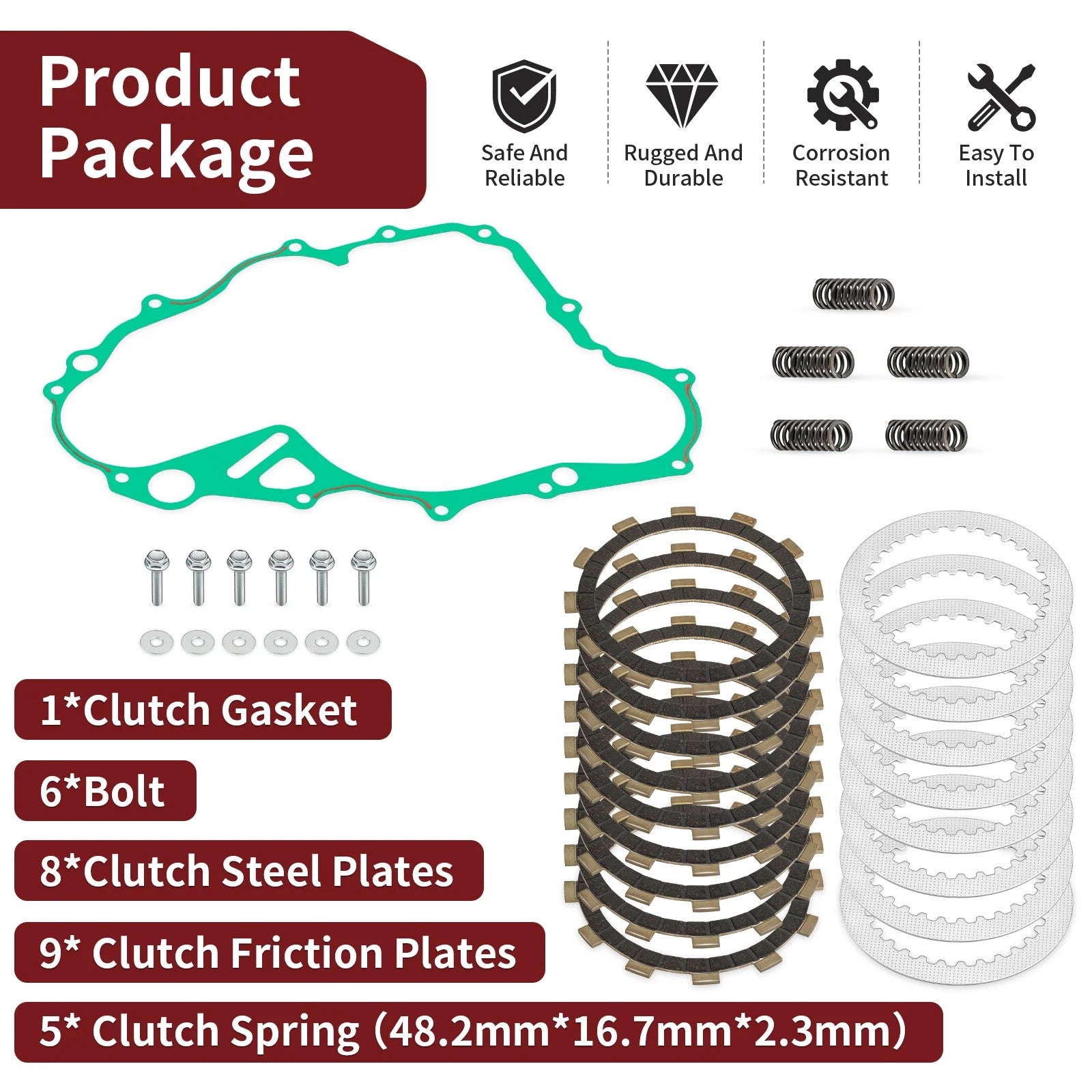 Clutch Friction Steel Plates & Gasket Kit for Yamaha WR250F YZ250FX (2015–2019)