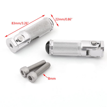 Folding Foot Pegs Rear Set for Universal Motorcycle (Silver T9)