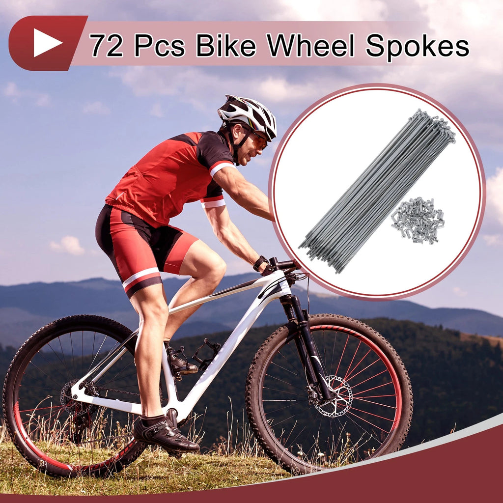 Bicycle Spokes 189mm Set for 14G Wheel Replacement (72 Pack)
