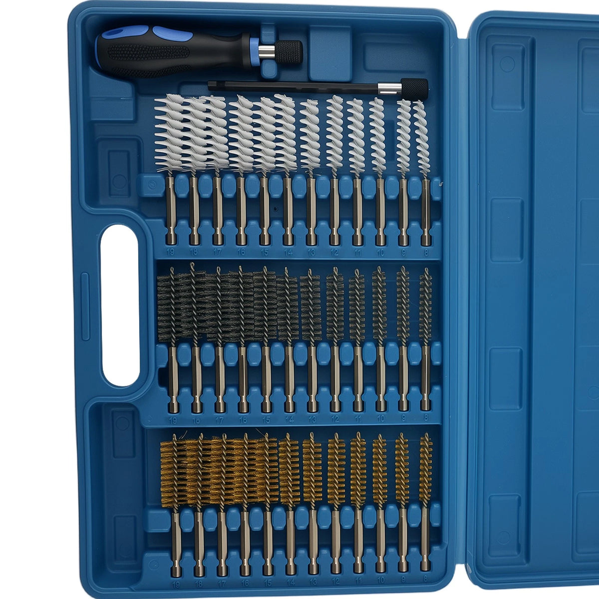 36pc Drill Wire Brush Set for Cleaning Steel Brass Nylon 1/4" Hex 8-19mm