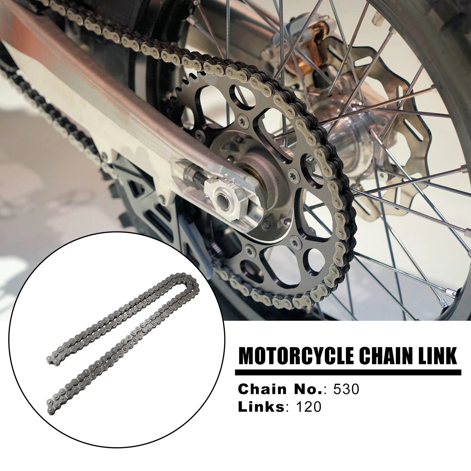 Motorcycle Chain 120 Link Replacement Non O-Ring for ATV Dirt Bike (120)