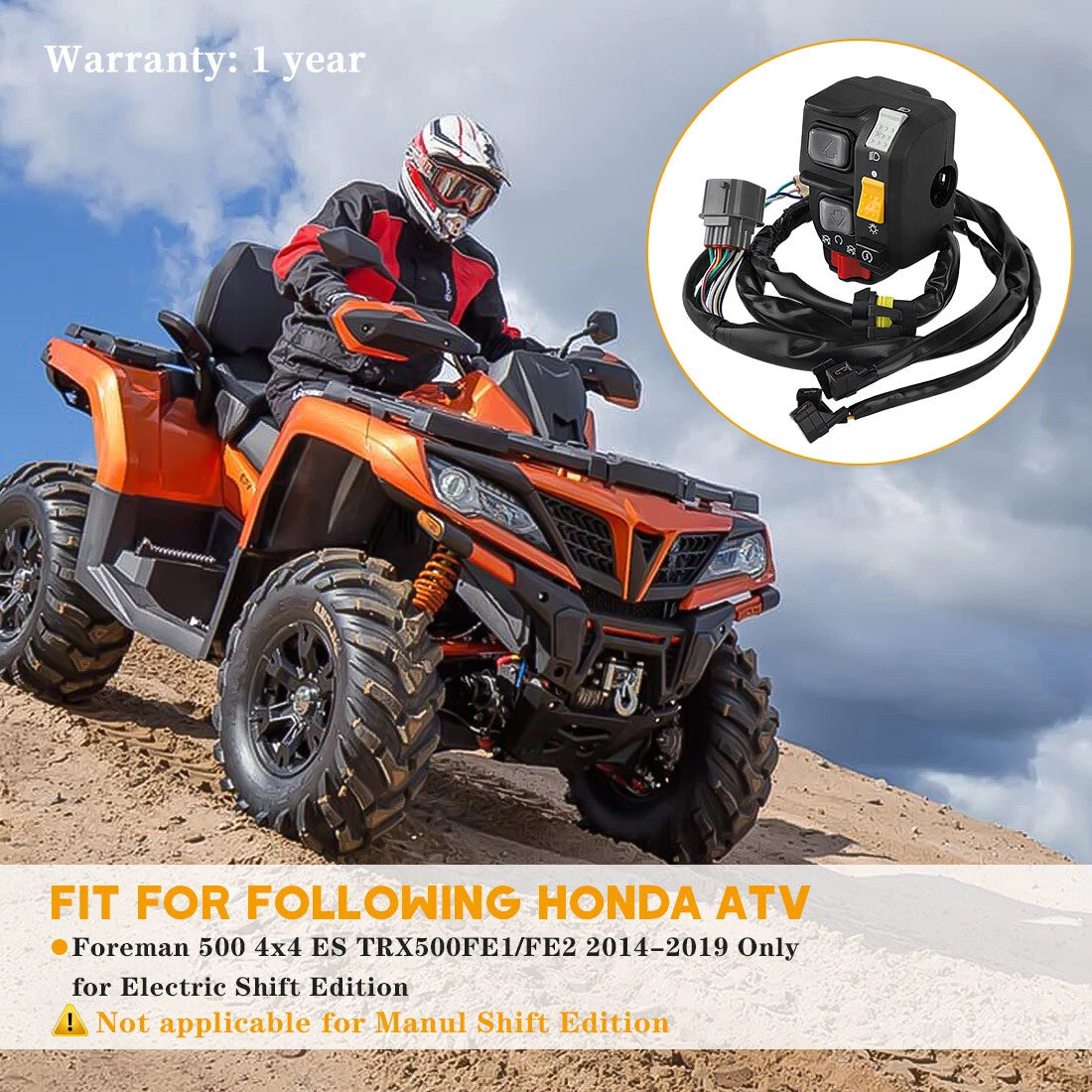Handlebar Switch for Honda Foreman 500 (2014–2019) - Electric Shift Start Stop Headlight