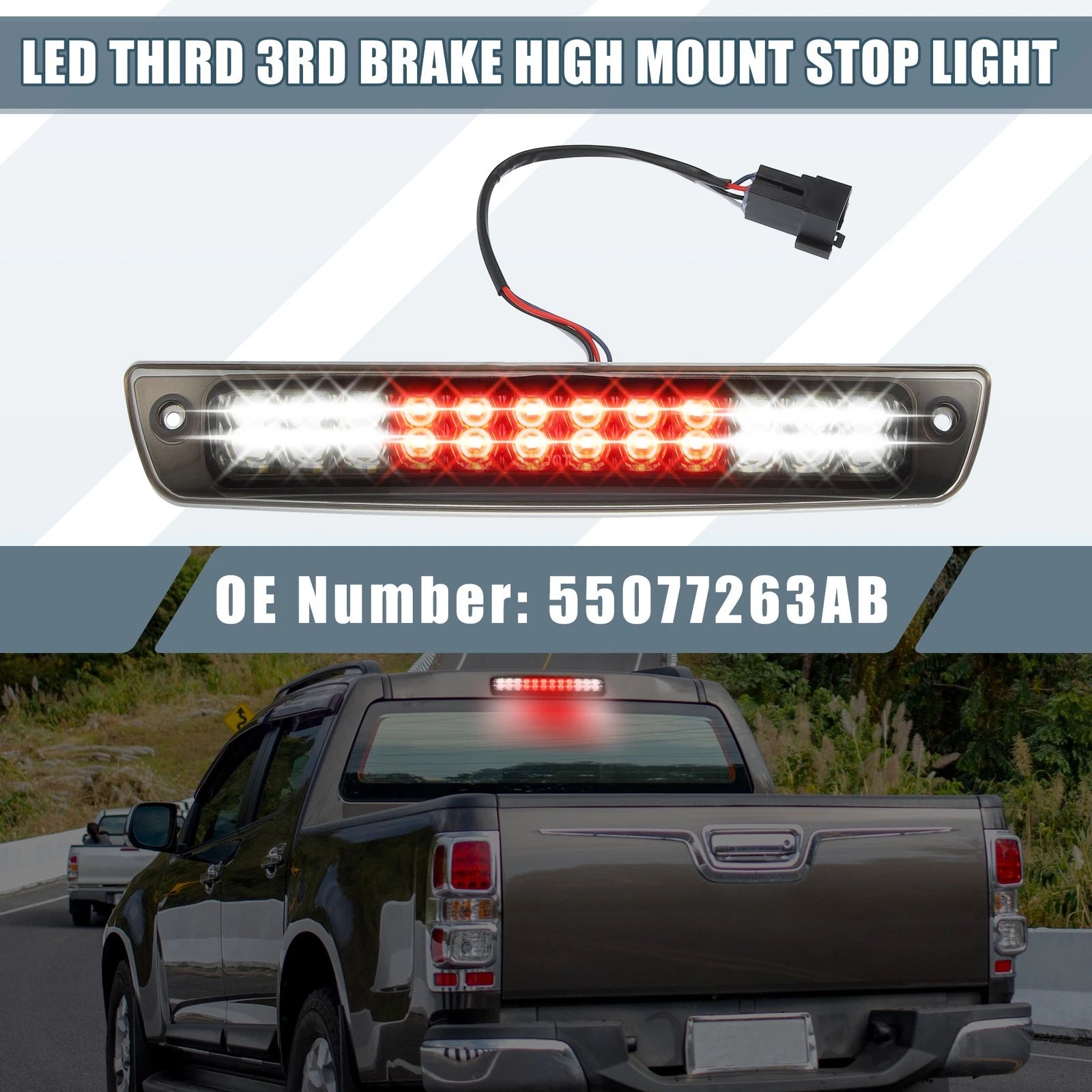 High Mount Stop Light Replacement for Dodge Chrome Tone with Smoked Lens (2019–2023)
