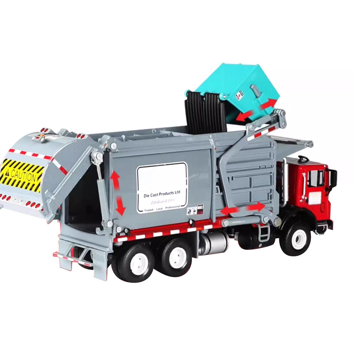 1/24 Scale Diecast Garbage Truck Model for Transporter Collection