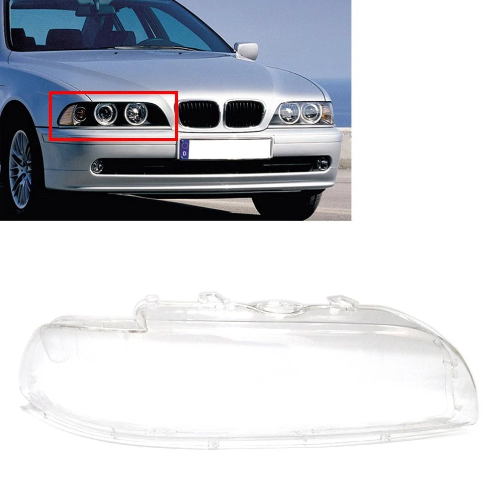 Transparent Headlight Replacement Lens Shell Cover for BMW 5 Series E39 2001-03