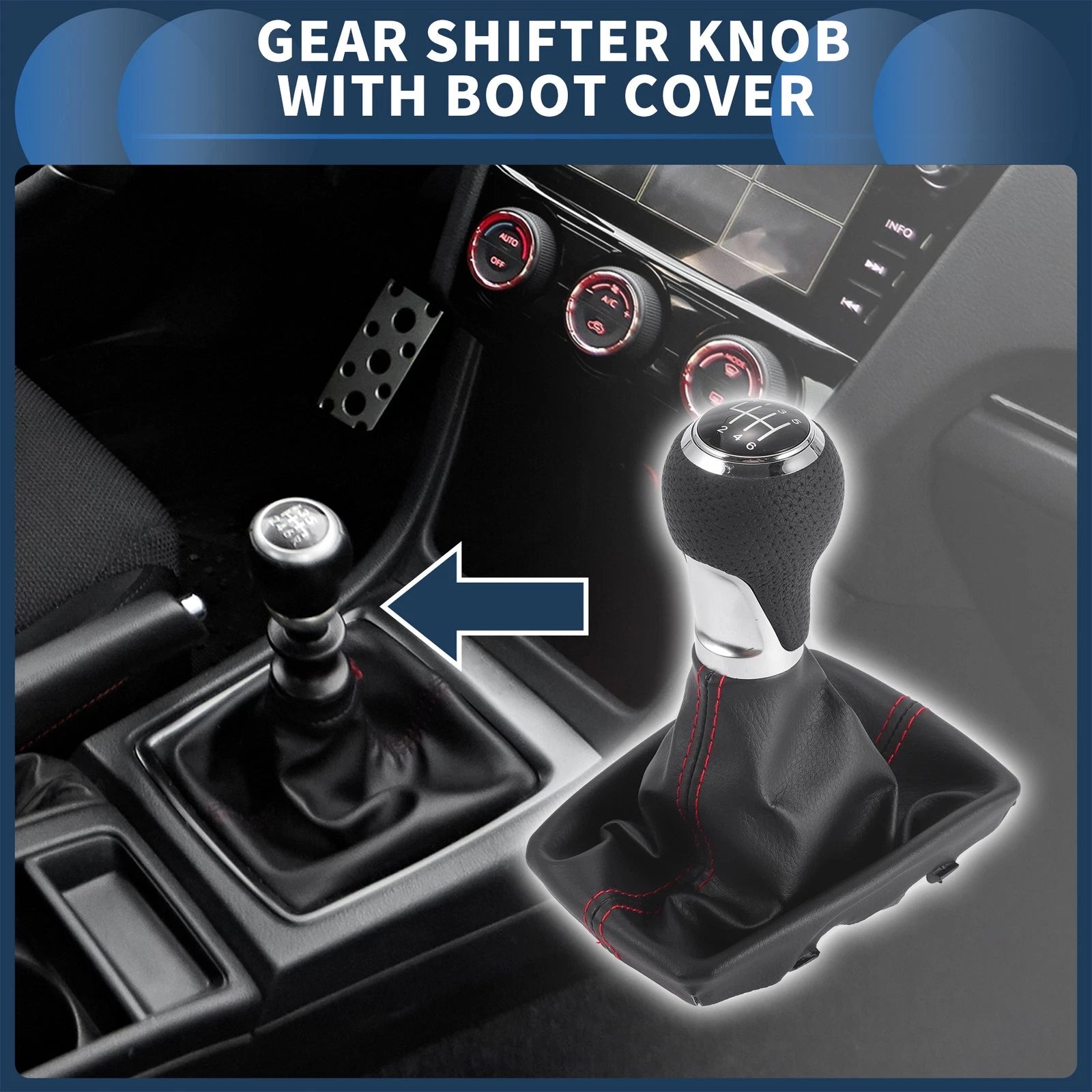 6 Speed Gear Shifter Knob with Cover Replacement for Audi A4 (2007–2008)