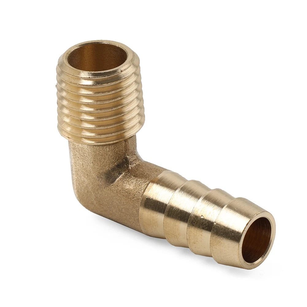 Brass Hose Barb Fitting Elbow 3/8" x 1/4 NPT Male Connector