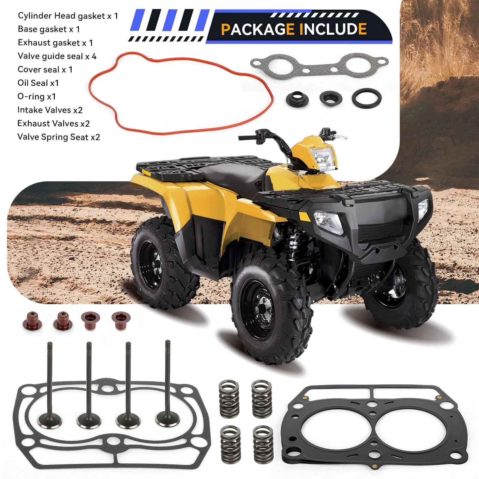 Cylinder Head Gasket & Valves Kit for Polaris RZR S 4 800 (2008–2010)