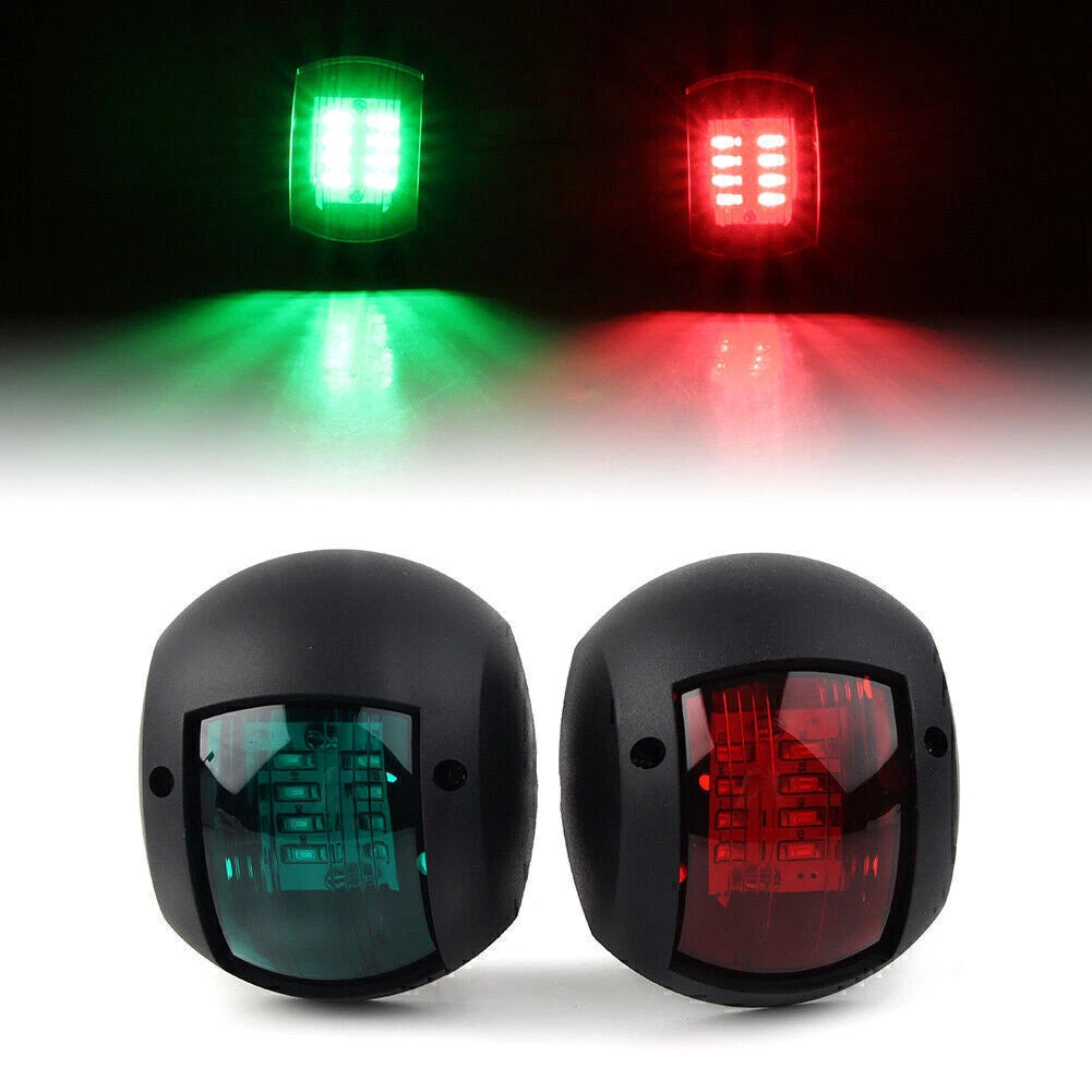 2X LED Navigation Light for Marine Boat (12V) - Green Red Lens ABS