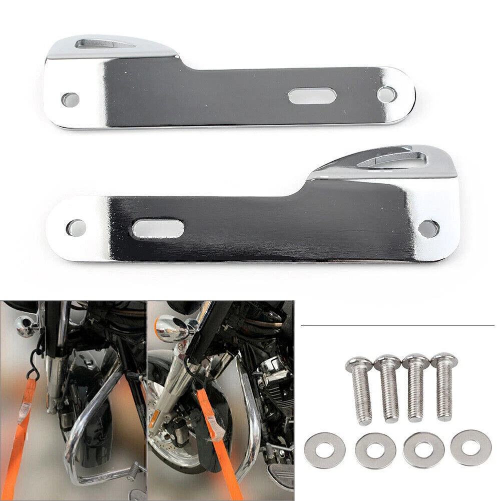 Chrome Trailer Hook Tie-Down Brackets Kit for Harley Touring