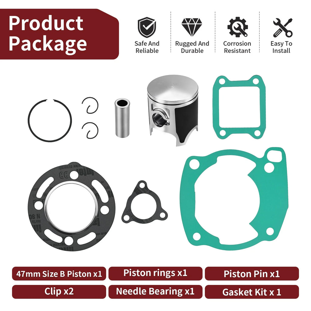 Top End Rebuild Kit 47mm Piston for Honda CR80R (1986–1991) 13120-GC4-610