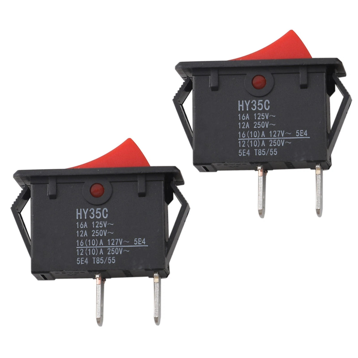 Pack of Two Rocker Switches ON/OFF AC 125/250V for Multiple Applications