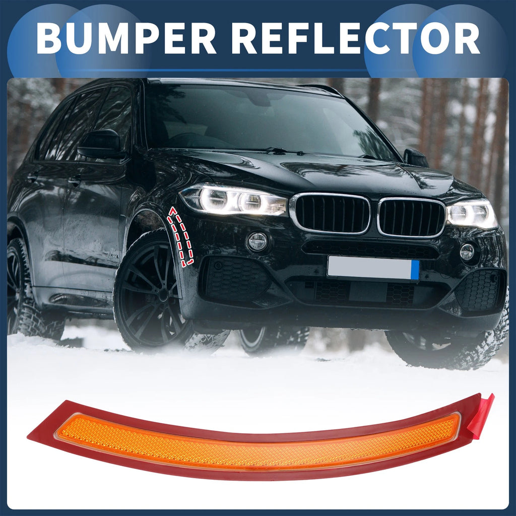 Bumper Reflector Front Right Replacement for BMW X5 (2014–2018) Red Yellow