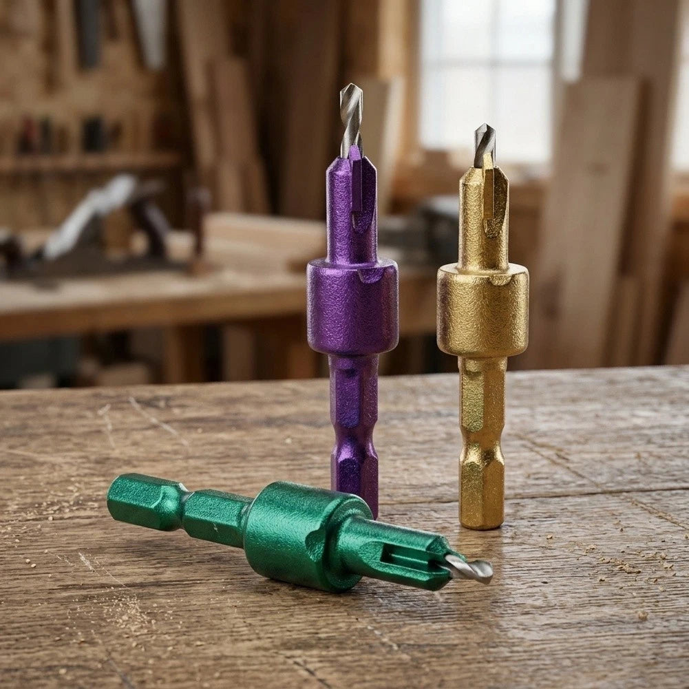 3PCS Countersink Drill Bit Set 283 32mm Hex Shank for Woodworking